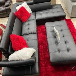 BLACK LEATHER SECTIONAL ONLY $799