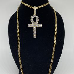 18k Gold Ankh Necklace Yellow Or Rose Gold 