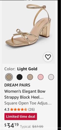 DREAM PAIRS Women's Elegant Bow Strappy Block Heel Sandals Square Open Toe Adjustable Ankle Strap Chunky Dress Heels, Comfort Formal Heels for Party, 