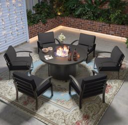 7 -Piece Patio Conversation Set with dark Gray Cushions
