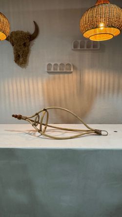 Vintage Rattan Hanging Planter Holder — 37” — $125 Firm