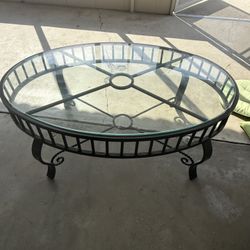 Glass Top Iron Table