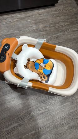 Foldable Baby Bathtub with Bath Seat Cushion