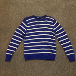 Polo Ralph Lauren Blue Stripe Hand Knit Sweater L