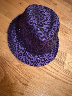 Purple Leopard Print Sequin Fedora Hat