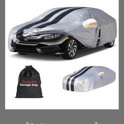 10 Layers Sedan Car Cover Custom Fit For Honda Civic(1), 100% Waterproof All Weather For Automobiles, Gift With Towel, Heavy Duty Car Covers F