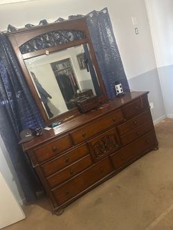 Wood Dresser with Mirror