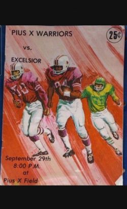 1972 High School PIUS X vs Worriors Football Program Announcements