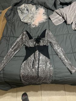 Fashion Nova Dime Piece Metallic Mini Dress 