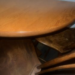 All Wood Round Family Dining Table 4 Chairs 