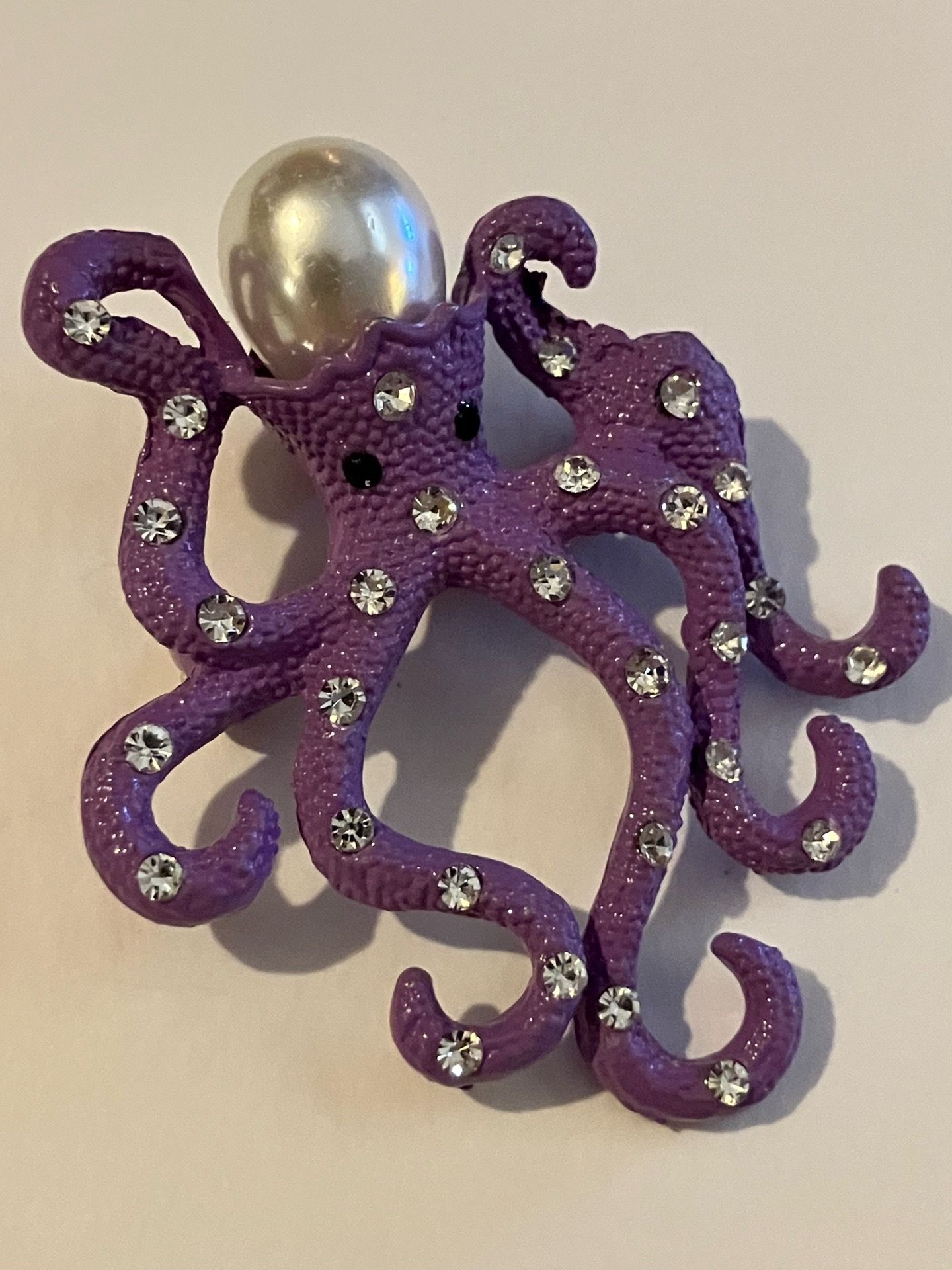 Unique Pearl Head OCTOPUS Pin Brooch - Vintage Costume Jewelry Collectible