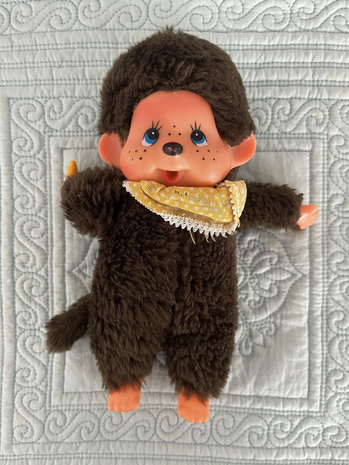 Vintage 1970s/80s Sekiguchi Monchhichi Monkey Doll w/Banana & Bib Original Japan