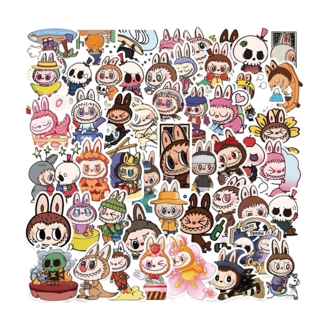 50 Pieces Not Repetitive Labubu Waterproof Vinyl Sticker Pack