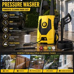 Pressure Washer - 5100PSI Max 3.4GPM Power Washer with 35FT Power Cord, 20FT Hose, Soap Tank, High Pressure Washer Electric Powerd Car Cleaning for Ga