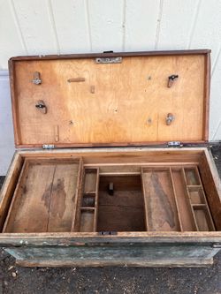 Vintage wooden tool chest,