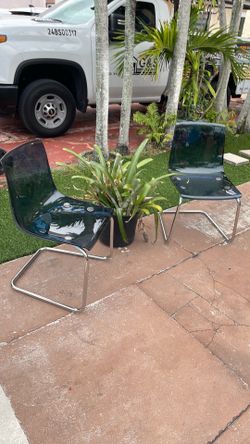 TOBIAS Chair, blue/chrome plated 2X $99 OBO