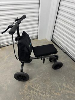 All-Terrain Folding Knee Cart for Adults for Foot Surgery, Adjustable Knee Cart with Basket, Knee Crutch Alternative for Broken Leg and Ankle Injuries