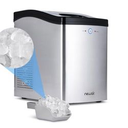 Newair Nugget Ice Maker, Sonic Speed Countertop Crunchy Ice Pellet Machine 45 lbs. of Ice a Day, Stainless Steel