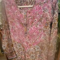 Women's Floral Silk Blouse 