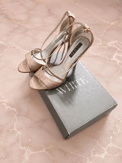 Rose Gold Glitter Strappy High Heels