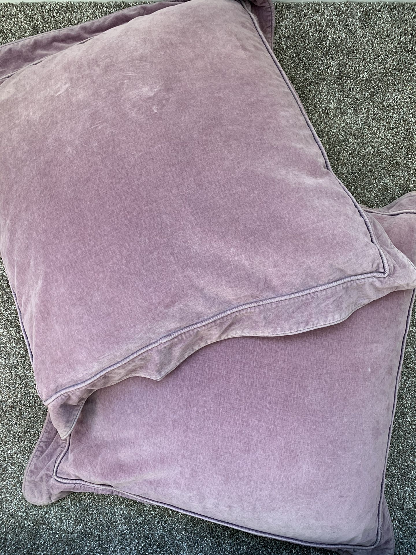 Set of 2 Purple/Amethyst Velvet Euro Pillows and Shams