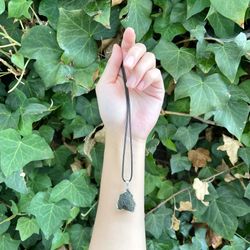 100% Natural, Genuine and Authentic Raw Moldavite Pendant - 925 Sterling Silver #8