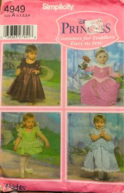 Vintage Simplicity 4949 Disney Princess Dress Pattern  Size 1/2-4 UNCUT