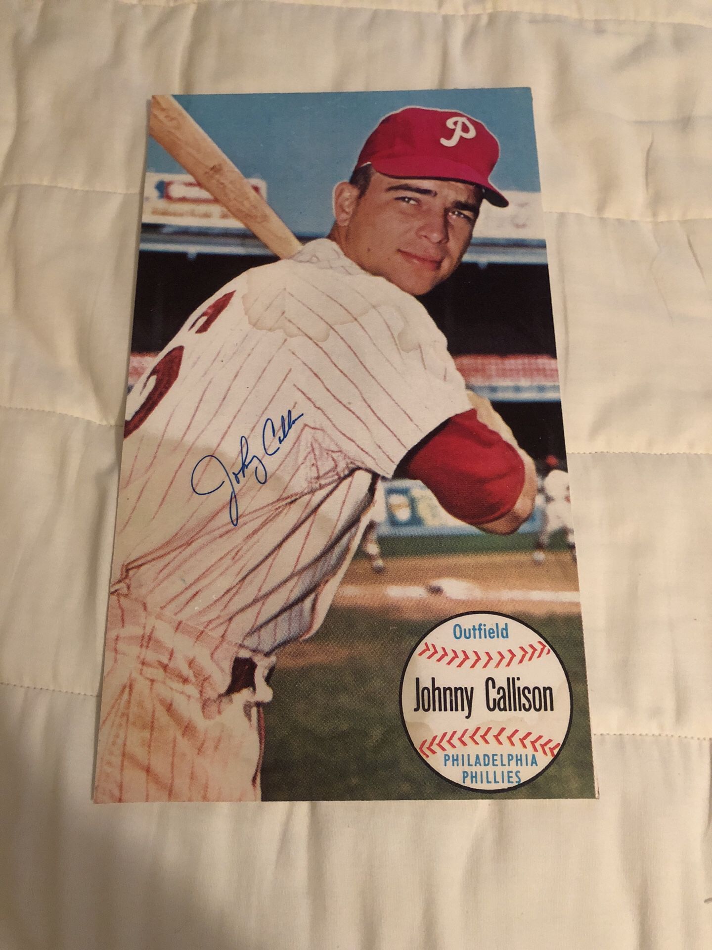 Johnny Callison, Philadelphia Phillies 1964 All-Star MVP, Autographed 16” Long x 9 1/2 “ Wide, Already Dri-Mounted, for framing!