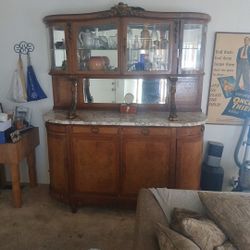 Antique Hutch French Louis XVI Marble Top