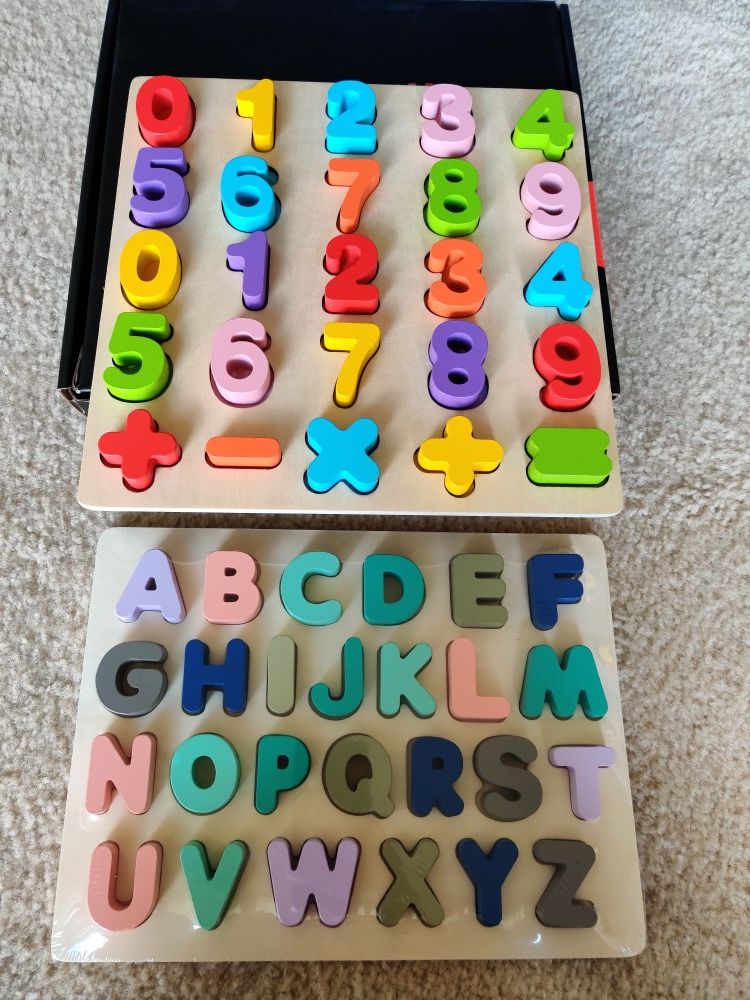 Alphabet Puzzle Set ABC Letter & Number Puzzles for Educational Learning Toys (2 Pack