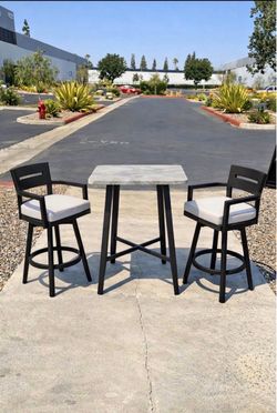 New 3 pieces Aluminum Outdoor Patio Bar Table and barstool Set