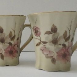Nippon/Japan Hand Painted Porcelain Espresso Chocolate Cups Set Of 2
