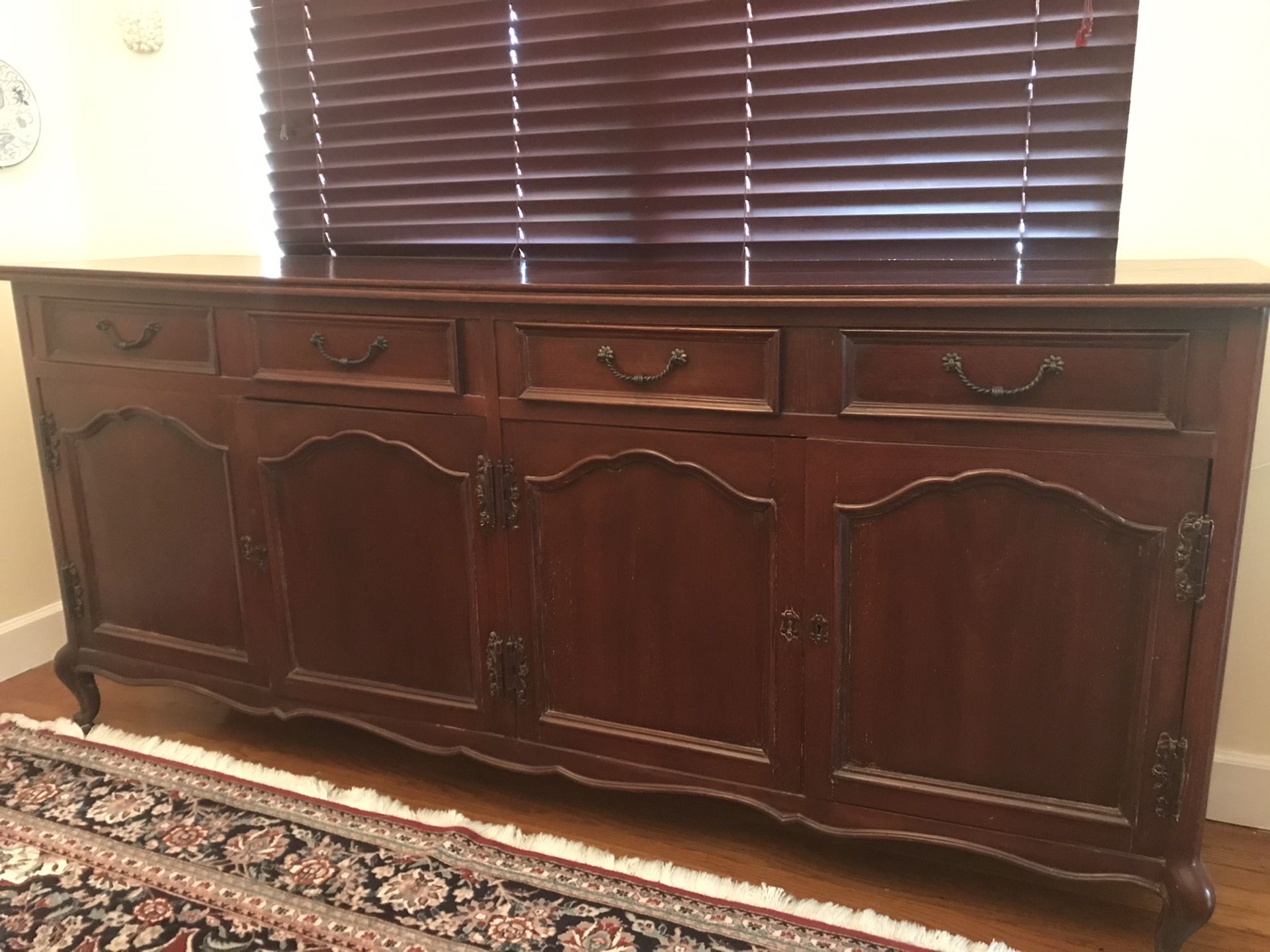 Antique Stained Oak Buffet Cabinet