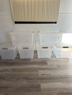 Clear Plastic Storage Bins with Lids – Set of 6