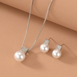 Fashion Necklace Earrings Faux Pearl Set