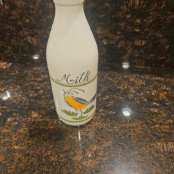 White Milk Glass Farmhouse Bottle – 10”