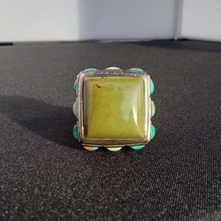 Green Jasper & Sterling Silver Ring 