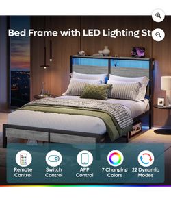 90%New Bed Frame With LED Light 