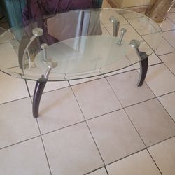 OVAL GLASS COFFEE TABLE