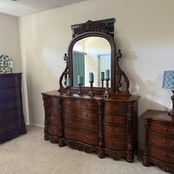 5 Piece Cherry Oak 4 Poster Queen  Bed Set