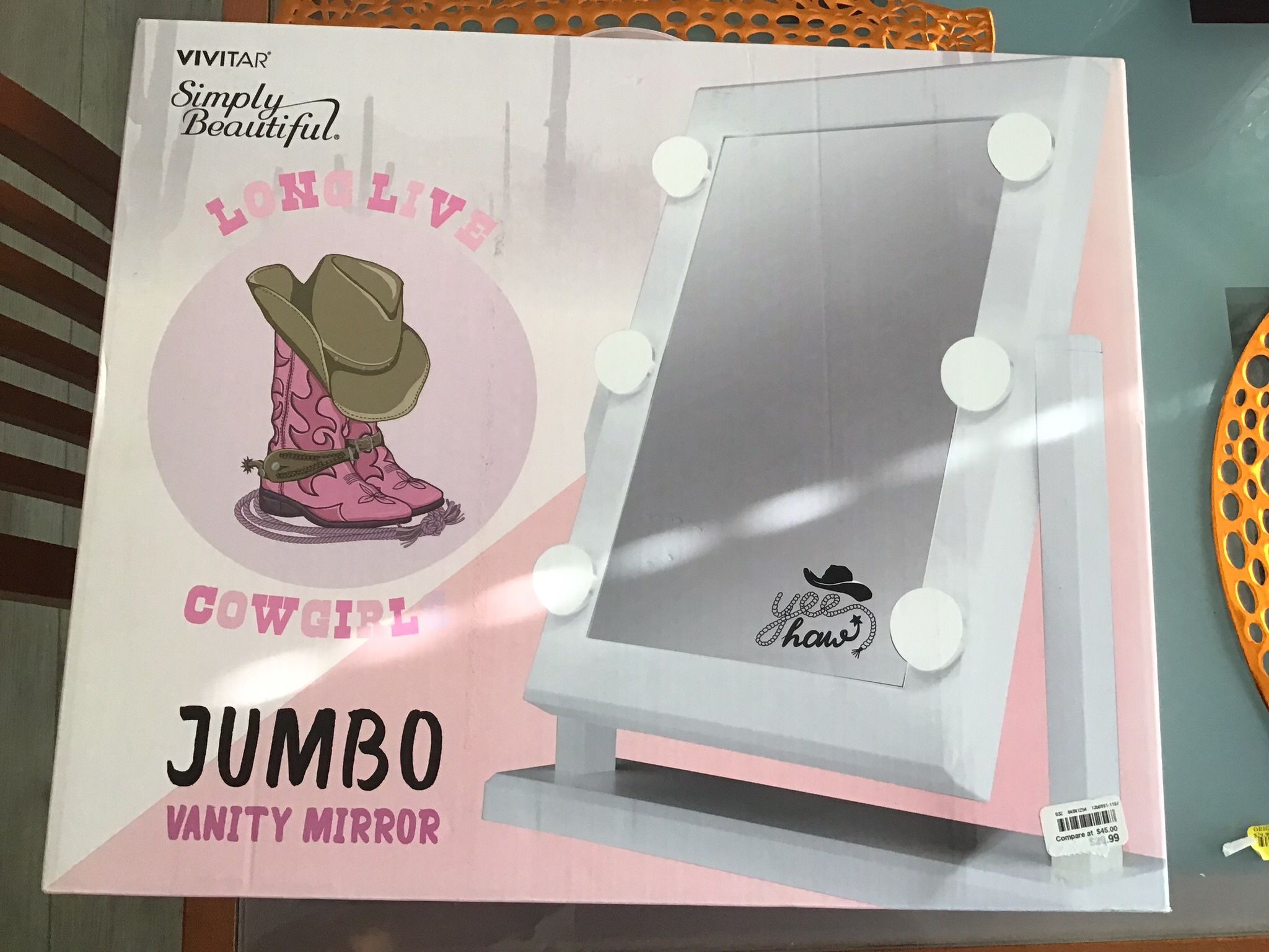 New~Sealed~VIVITAR~ Jumbo Vanity Mirror~i4 Inch~ Simply Beautiful Long Live Cowgirl design Pick up at Four Mile cove Parkway behind Walmart on Del Pra