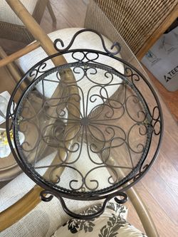 Mirror Elegant black metal handles. tray with intricate design. Decorative mirror with Metal circle Tray, Just $10.