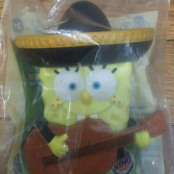 BURGER KING SPONGEBOB SQUAREPANTS TOY MEXICAN SPANISH GUITAR FIGURE STILL IN PACKAGE. Message me anytime if interested will send more pictures or vide