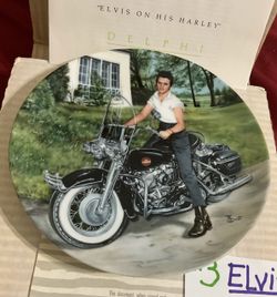 Elvis Presley collectors plates, “On his Harley” with papers