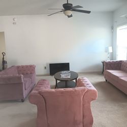 3pc Velvet Pink Livingroom  Set