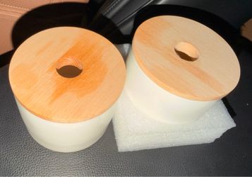 White Ceramic Canister Set with Wood Lids