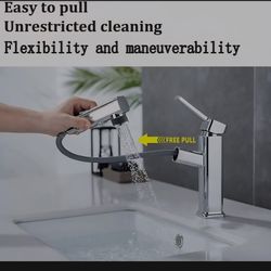 Bathroom Sink Faucet w/Pulley and Rotating Spout