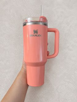 Stanley Peach-Pink Insulated Tumbler with Handle and Straw