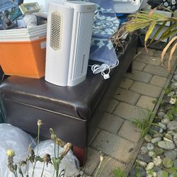 Brown Faux Leather Ottoman