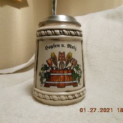 Rare Hopfen U. Malz Gott Erhalt’s Beer Stein w/lid